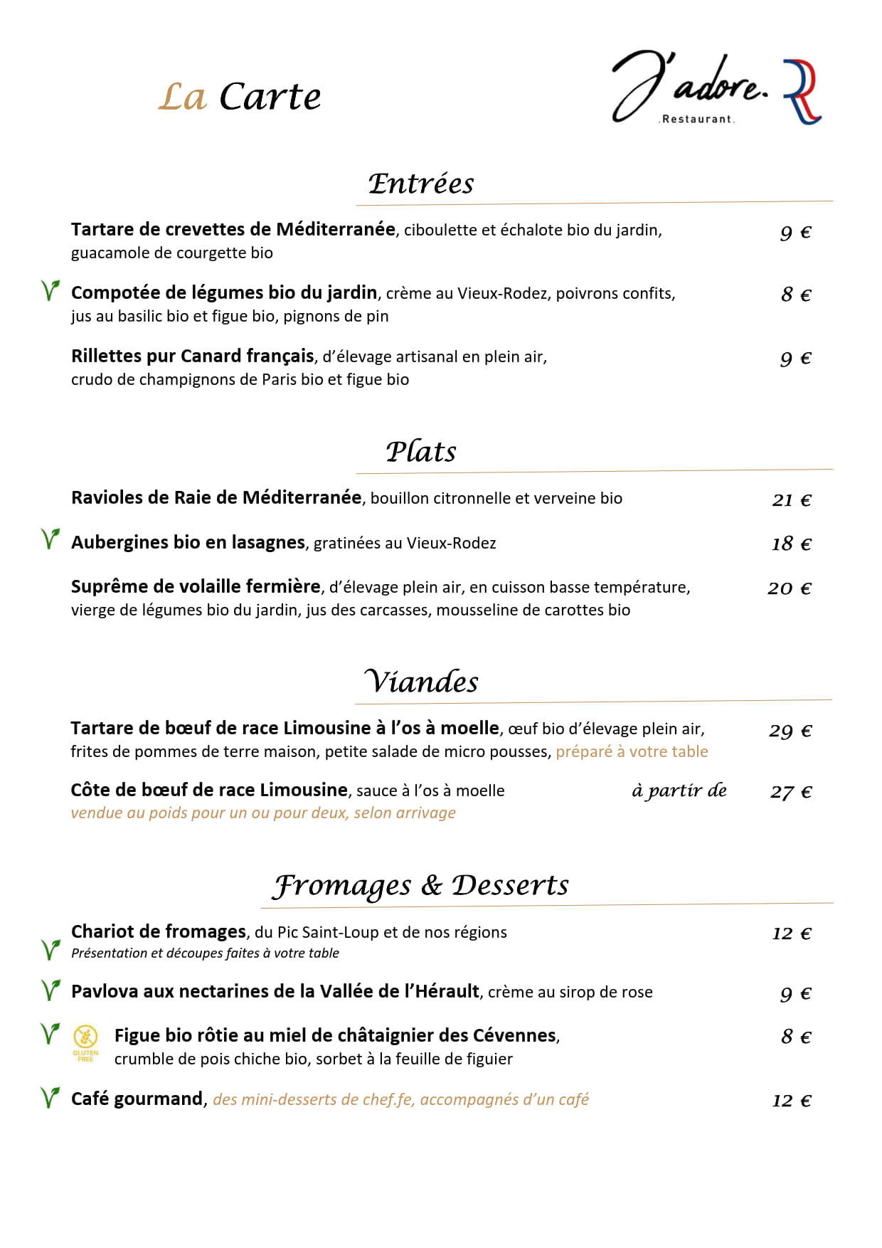 RESTAURANT J'ADORE LA CARTE S36~39 RESTAURANT J'ADORE LA CARTE S36~39
